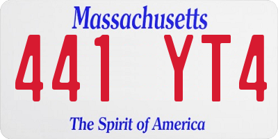 MA license plate 441YT4