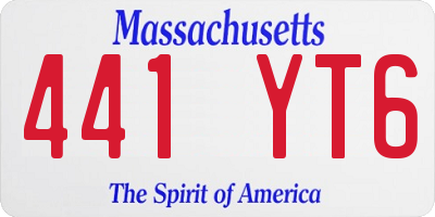 MA license plate 441YT6