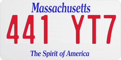 MA license plate 441YT7