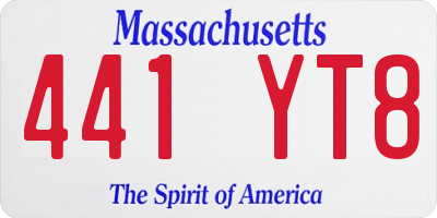 MA license plate 441YT8
