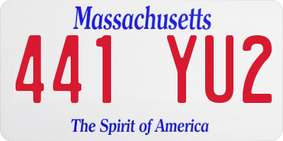 MA license plate 441YU2