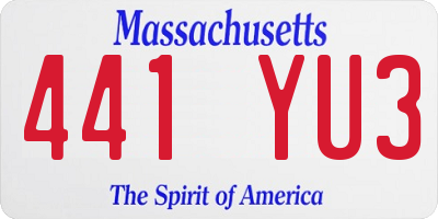MA license plate 441YU3