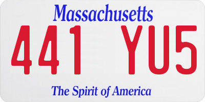 MA license plate 441YU5