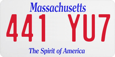 MA license plate 441YU7