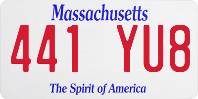 MA license plate 441YU8