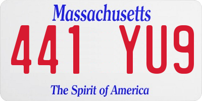 MA license plate 441YU9