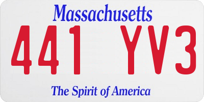 MA license plate 441YV3