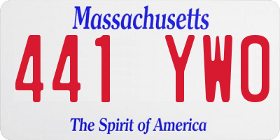 MA license plate 441YW0