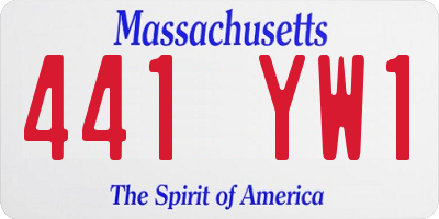 MA license plate 441YW1