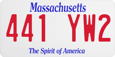 MA license plate 441YW2