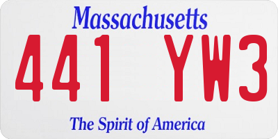 MA license plate 441YW3