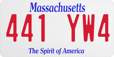 MA license plate 441YW4