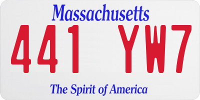 MA license plate 441YW7