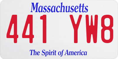 MA license plate 441YW8