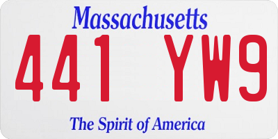 MA license plate 441YW9