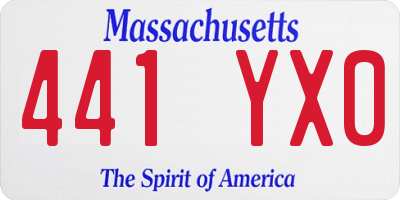 MA license plate 441YX0