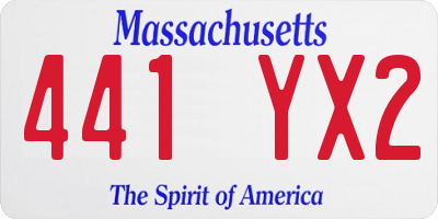 MA license plate 441YX2