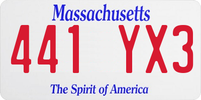 MA license plate 441YX3