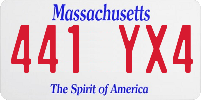 MA license plate 441YX4
