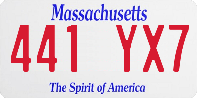 MA license plate 441YX7