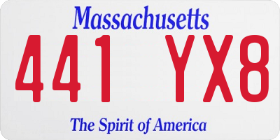 MA license plate 441YX8