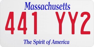 MA license plate 441YY2