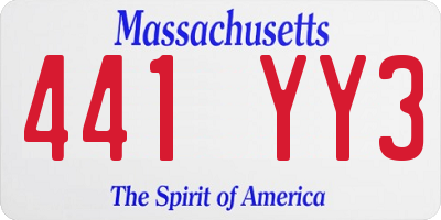 MA license plate 441YY3