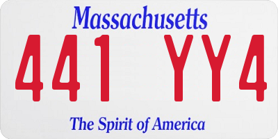 MA license plate 441YY4