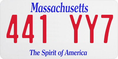 MA license plate 441YY7