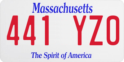 MA license plate 441YZ0