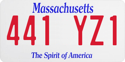 MA license plate 441YZ1