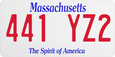 MA license plate 441YZ2