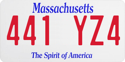 MA license plate 441YZ4