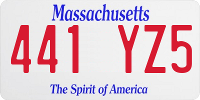 MA license plate 441YZ5