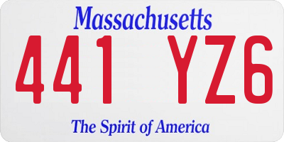 MA license plate 441YZ6