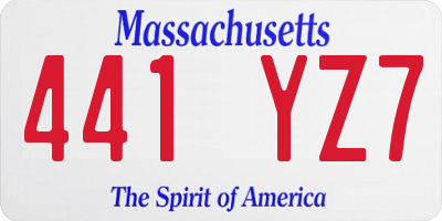 MA license plate 441YZ7