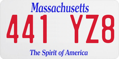 MA license plate 441YZ8