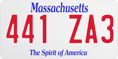 MA license plate 441ZA3