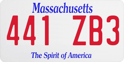 MA license plate 441ZB3