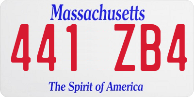 MA license plate 441ZB4