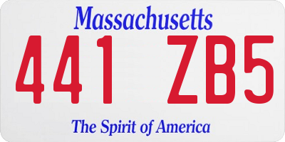 MA license plate 441ZB5