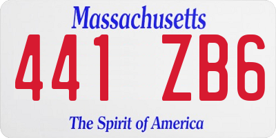 MA license plate 441ZB6