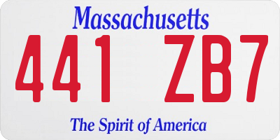MA license plate 441ZB7