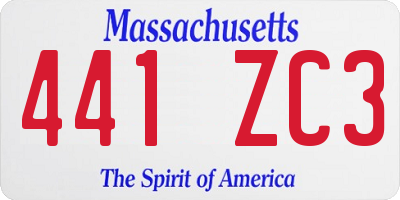 MA license plate 441ZC3