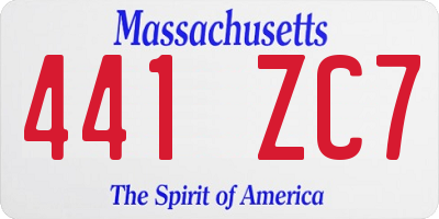 MA license plate 441ZC7