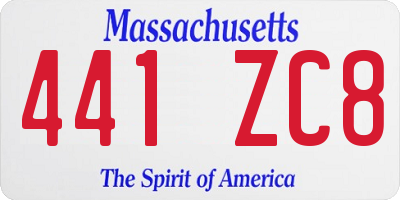 MA license plate 441ZC8