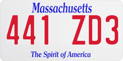 MA license plate 441ZD3