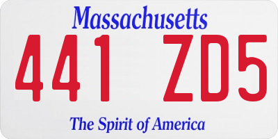MA license plate 441ZD5