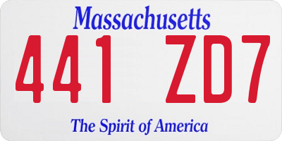 MA license plate 441ZD7