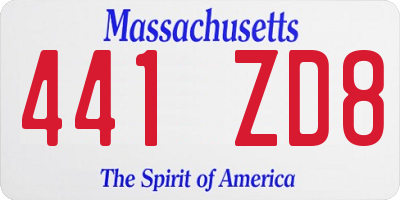 MA license plate 441ZD8